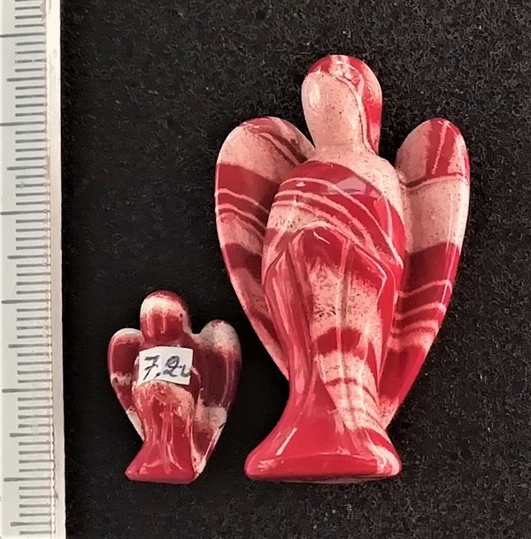 Jaspis, Jaspis Engel, Rot-Gelb, Streifenjaspis, Engel mit Standfläche, Engel Gravur ~ 22 + 46 mm