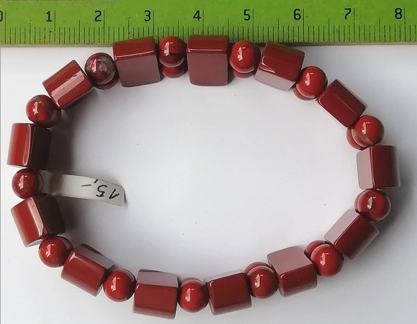 Roter Jaspis, Roter Jaspis Fancy Armband, Kugeln und halbrunde Doppelloch Scheiben auf Stretch