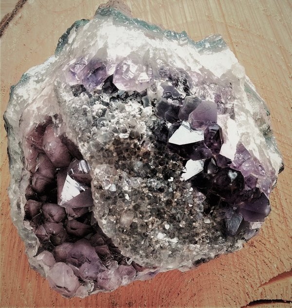 Amethyst Rohstufe, Amethyst Phantom Bergkristall Rauchquarz, Amethyststufe ~ 16 cm