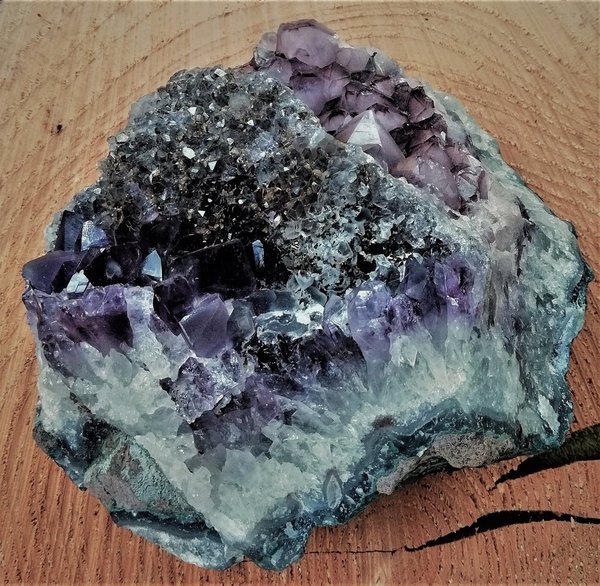 Amethyst Rohstufe, Amethyst Phantom Bergkristall Rauchquarz, Amethyststufe ~ 16 cm
