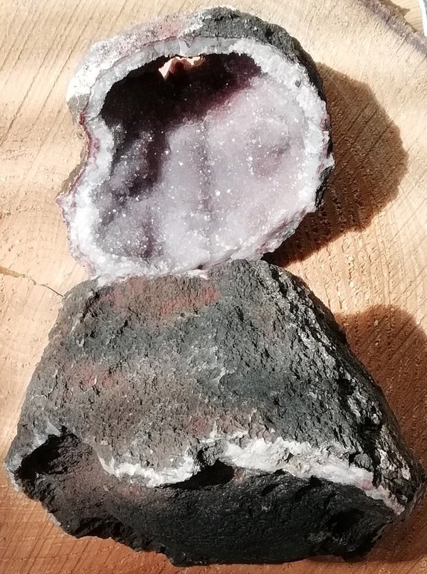 Quarz Druse, Quarz Kristall Druse, 2 Teile, komplett, Brasilien, Kristall ~ 15 cm