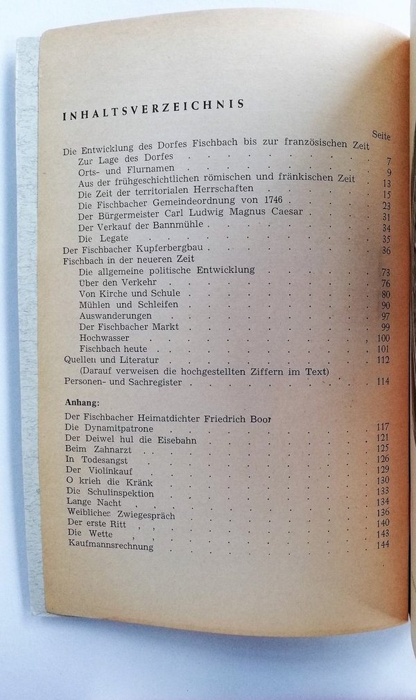 Fischbach, Beiträge zur Geschichte des Dorfes Fischbach, Taschenbuch, Erschienen: 1960