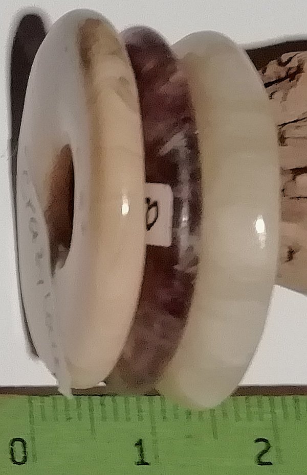 Crazy Lace Achat, Fluorit, Orangencalcit, 3 Donuts ca. 30 mm Ø im Set