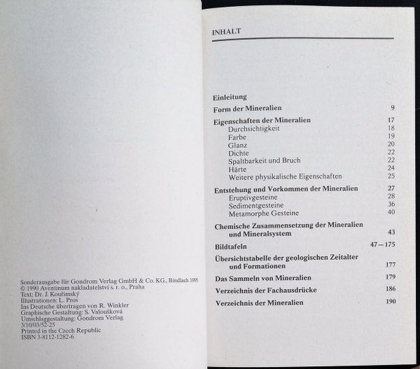 Taschenbuch - Antiquariat, Mineralien erkennen, bestimmen, sammeln, Text: Kouřimský, 1990
